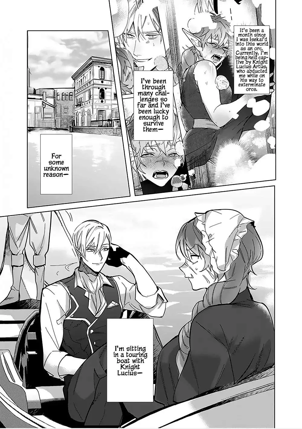 Hazure Shuzoku "Orc" ni Tensei shitara Saikyou Kishi-sama ni Torawaremashite Chapter 4 page 3 - MangaKakalot