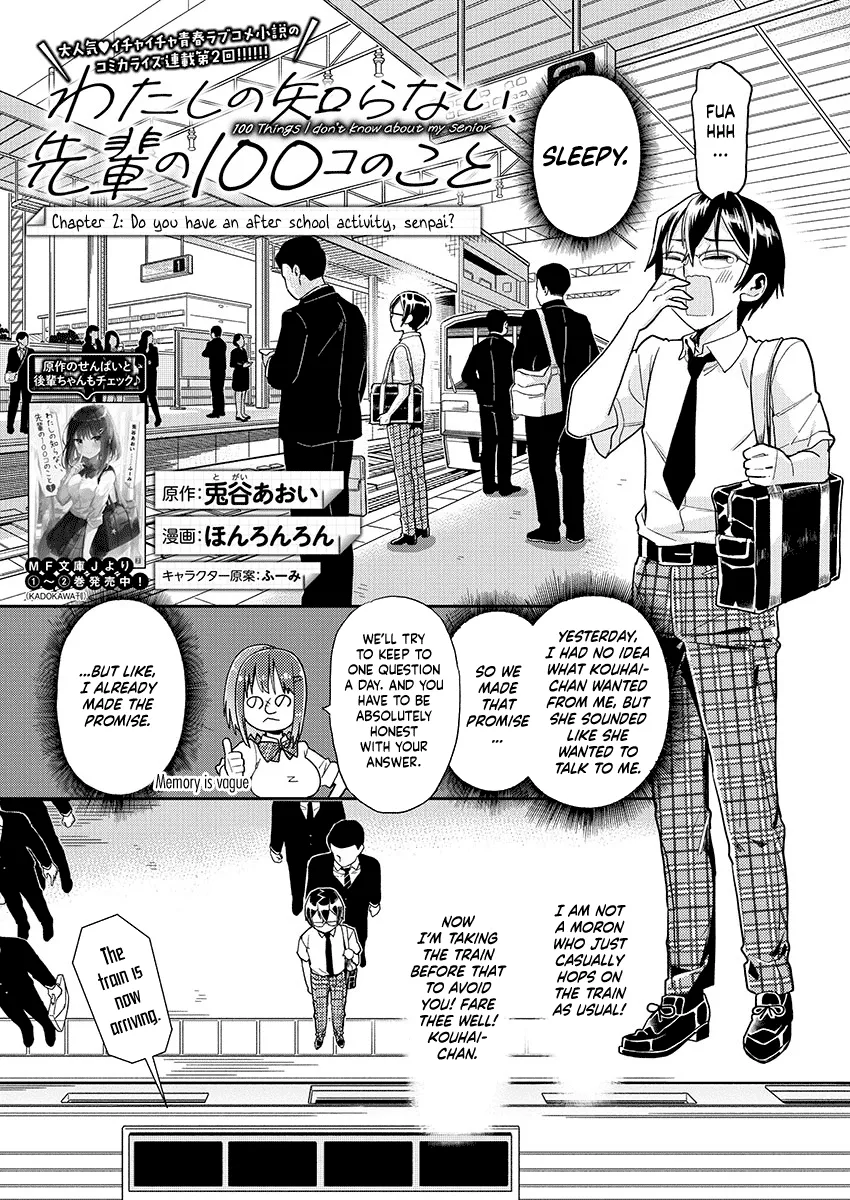 Watashi No Shiranai Senpai No 100 Ko No Koto Chapter 2 page 1 - MangaKakalot